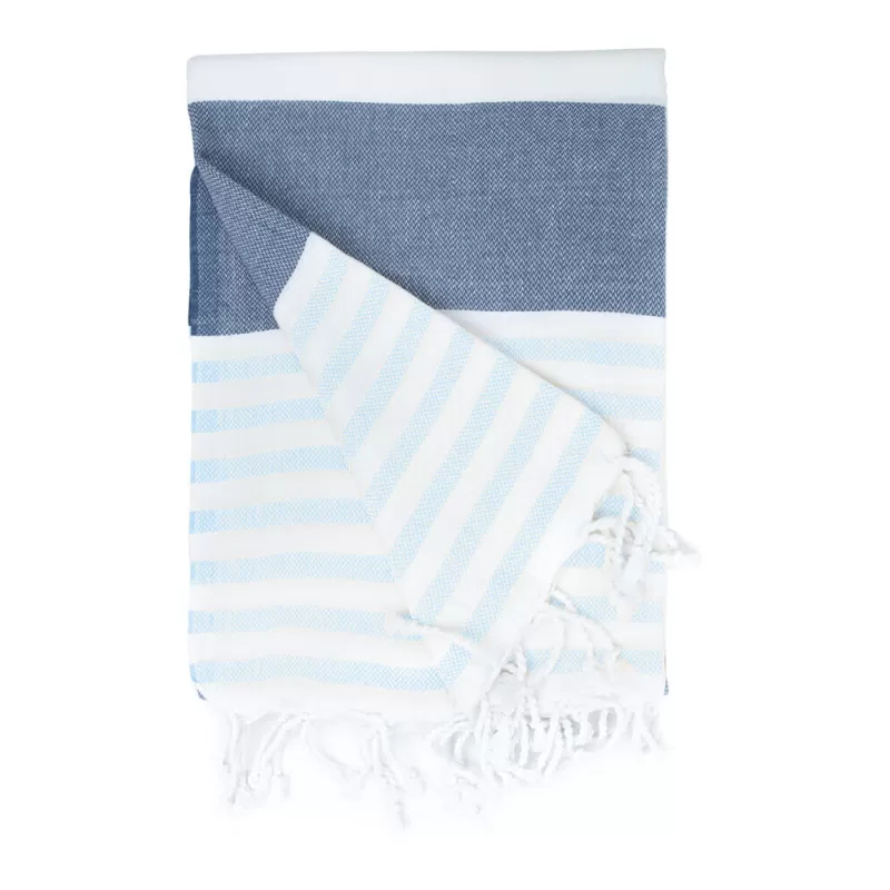 Fouta Marine en coton léger, séchage rapide, format 100 x 180 cm, 150 g/m²