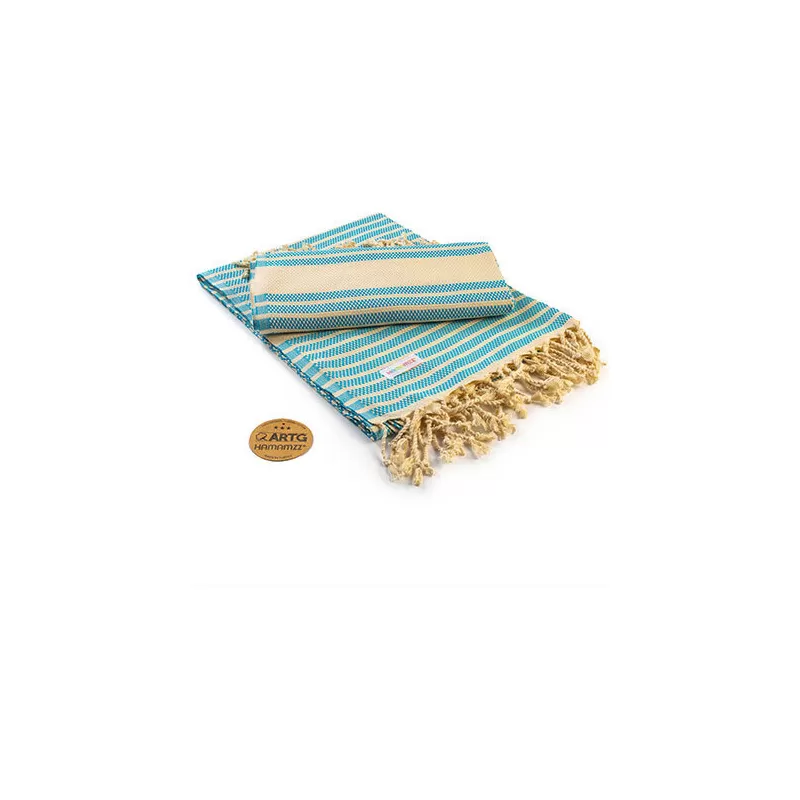 Serviette de hammam avec rayures colorées en coton, 240 g/m²