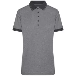 Polo femme chiné Heather polyester coton slim fit rayures, 170 g/m²