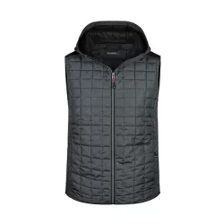 Gilet Knitted Hybrid homme polyester tricoté matelassé aspect maille chinée moderne, 280 g/m²