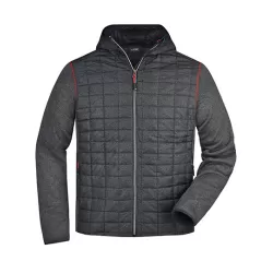 Veste Knitted Hybrid homme polyester tricotée matelassée aspect maille moderne, 280 g/m²