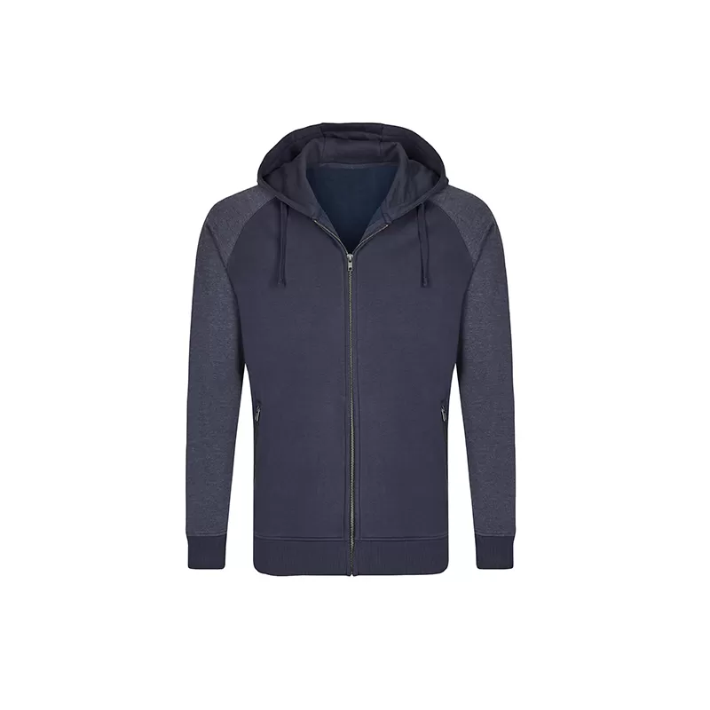 Sweat-shirt homme zippé à capuche manches raglan en coton ringspun, 300 g/m²