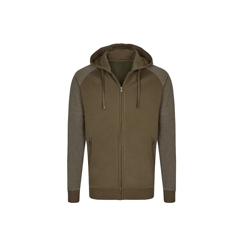 Sweat-shirt homme zippé à capuche manches raglan en coton ringspun, 300 g/m²