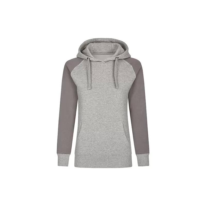 Sweat-shirt femme à capuche manches raglan en coton ringspun, 300 g/m²