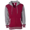 Sweat universitaire à capuche épais zippé YKK, capuche en polaire, coupe ajustée, 330 g/m²