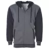 Sweat universitaire à capuche épais zippé YKK, capuche en polaire, coupe ajustée, 330 g/m²