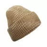 Bonnet doublé tricoté en mélange de fibres épais avec zone de marquage, large rabat