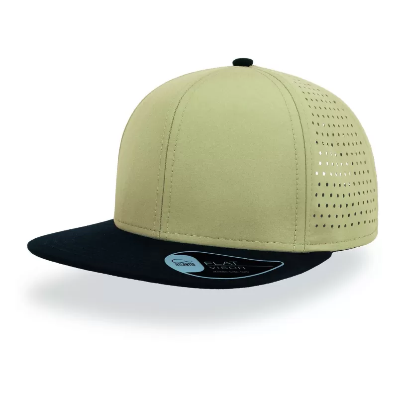 Casquette visière plate 6 panneaux, panneaux avant renforcés, en polyester