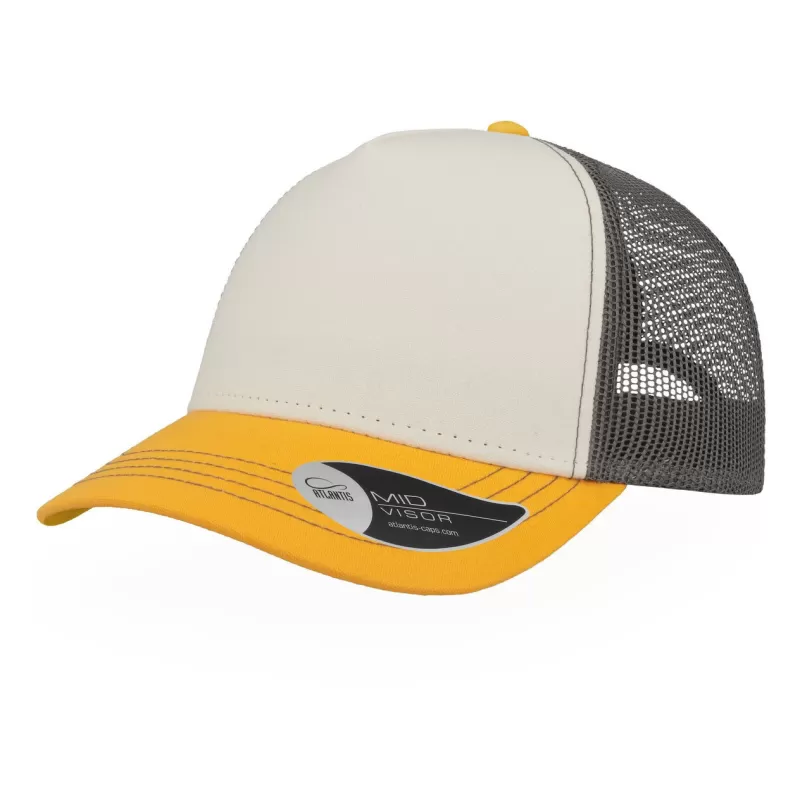 Casquette Rapper 5 panneaux en coton canvas, visière préformée, dos filet, 260 g/m²