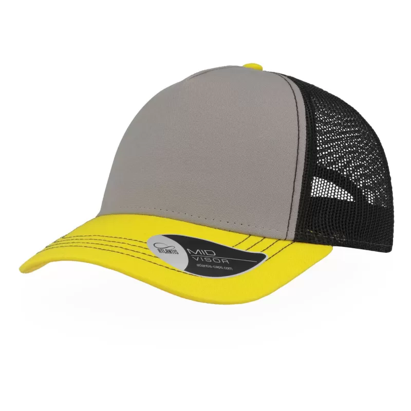 Casquette Rapper 5 panneaux en coton canvas, visière préformée, dos filet, 260 g/m²