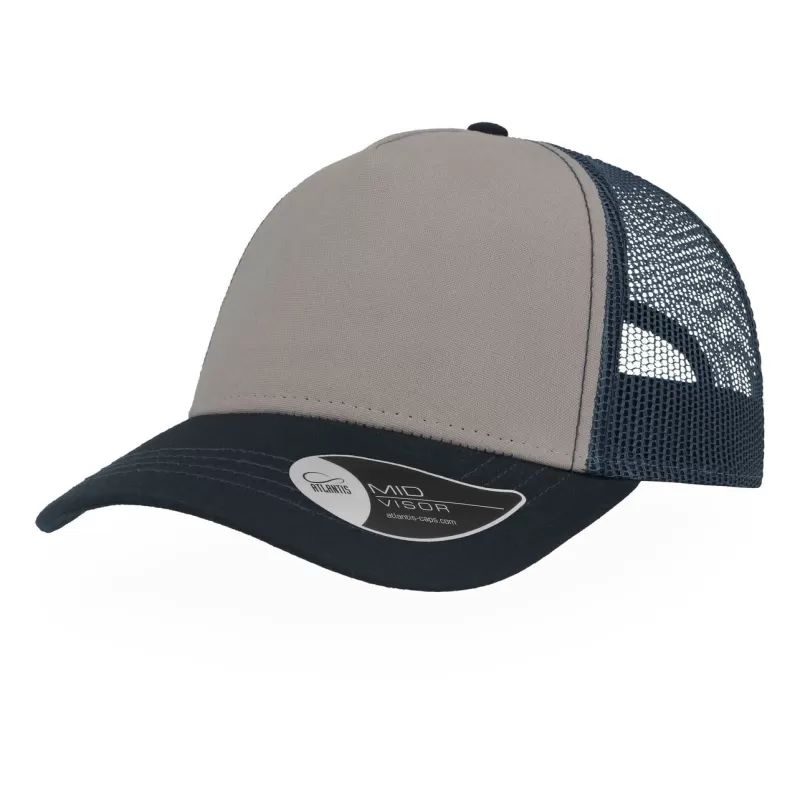 Casquette Rapper 5 panneaux en coton canvas, visière préformée, dos filet, 260 g/m²
