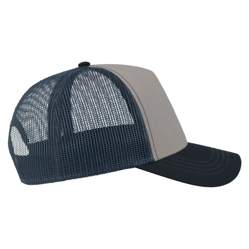 Casquette Rapper 5 panneaux en coton canvas, visière préformée, dos filet, 260 g/m²