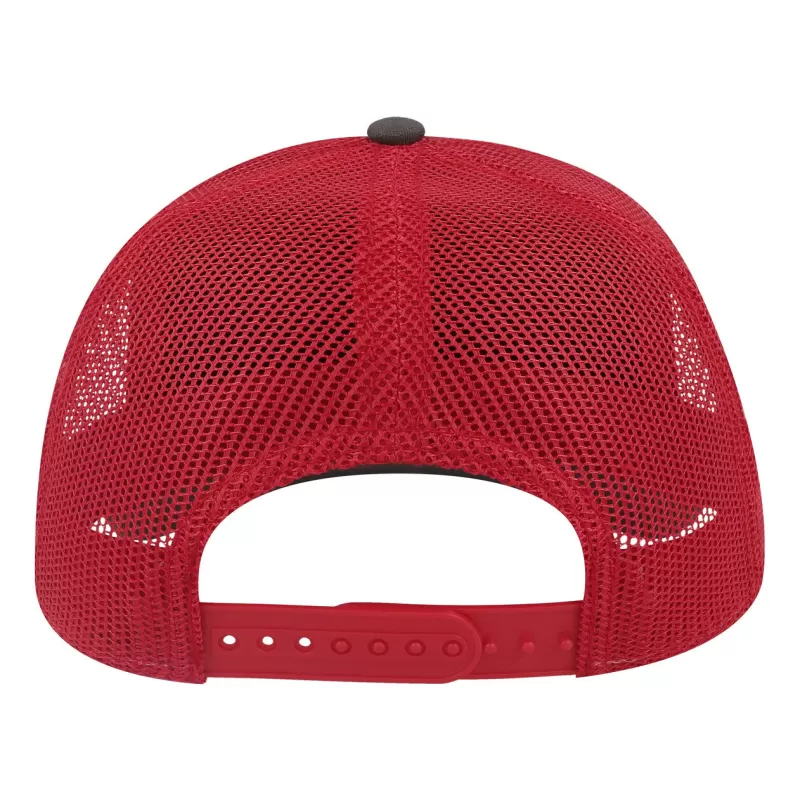 Casquette Rapper 5 panneaux en coton canvas, visière préformée, dos filet, 260 g/m²