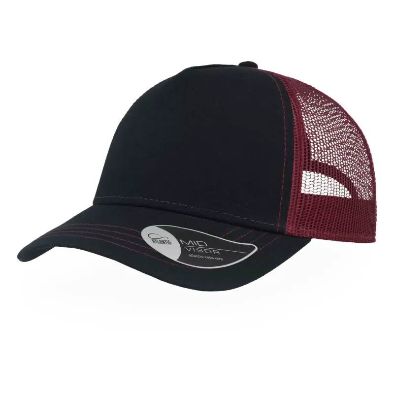 Casquette Rapper 5 panneaux en coton canvas, visière préformée, dos filet, 260 g/m²