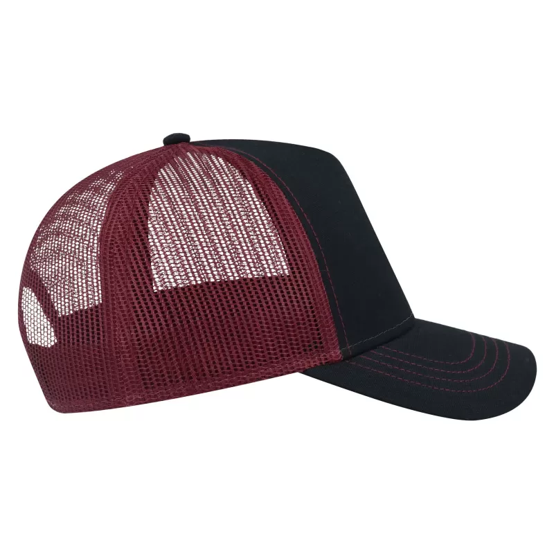 Casquette Rapper 5 panneaux en coton canvas, visière préformée, dos filet, 260 g/m²