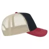 Casquette Rapper 5 panneaux en coton canvas, visière préformée, dos filet, 260 g/m²