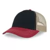 Casquette Rapper 5 panneaux en polyester recyclé, visière préformée, dos filet, 270 g/m²