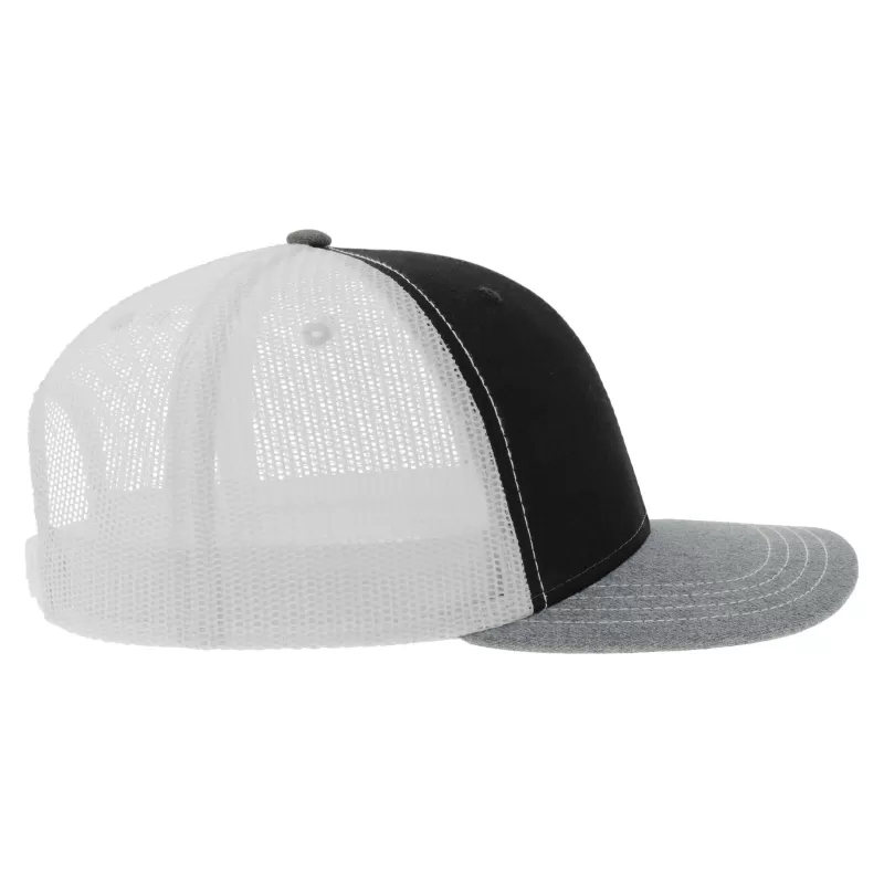 Casquette trucker 6 panneaux, coutures contrastées, en coton et polyester, 280 g/m²