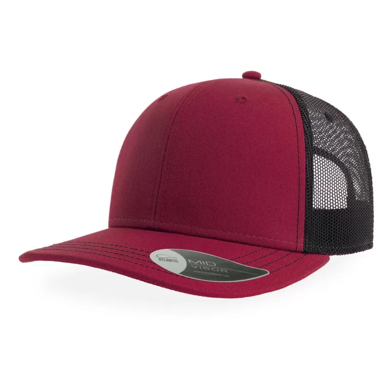 Casquette trucker 6 panneaux, coutures contrastées, en coton et polyester, 280 g/m²