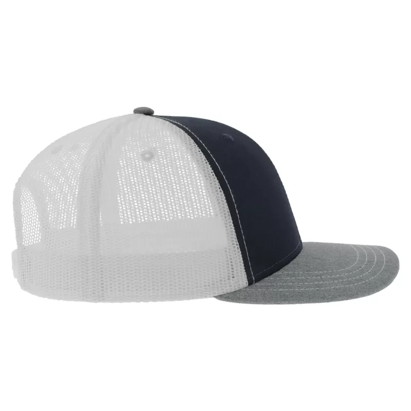 Casquette trucker 6 panneaux, coutures contrastées, en coton et polyester, 280 g/m²