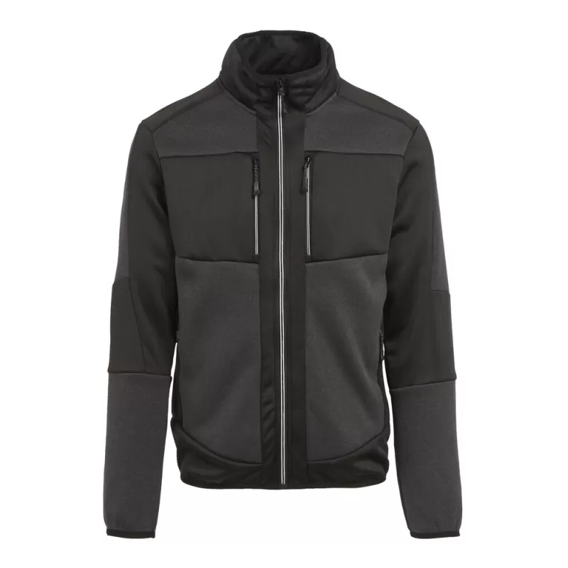 Veste intermédiaire stretch hybride E-Volve, polaire chinée effet tricot, 235 g/m²