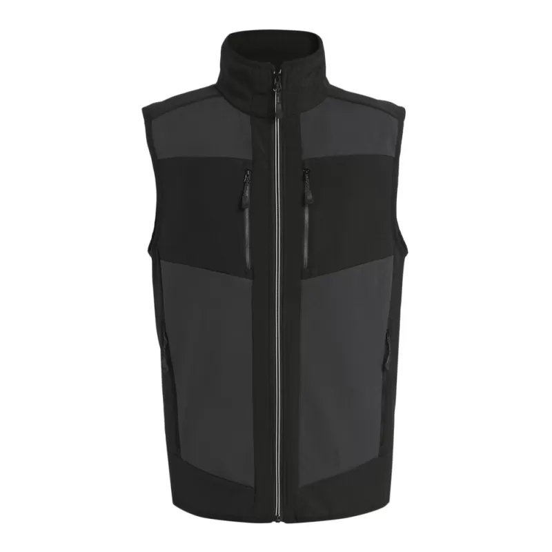 Bodywarmer bicolore softshell polyester recyclé, coupe-vent, déperlant, 260 g/m²