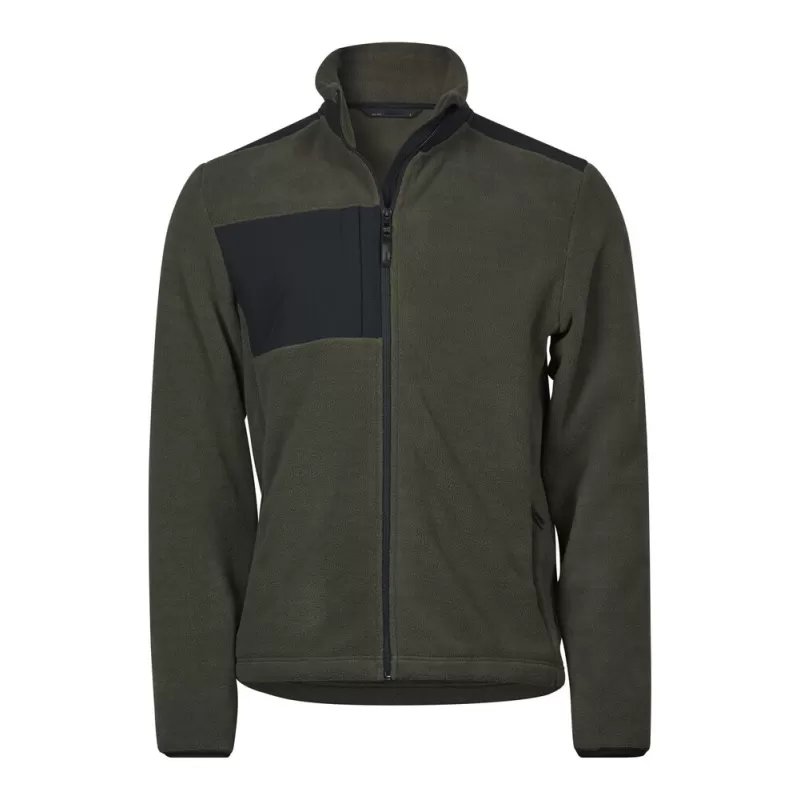 Veste polaire épaisse avec empiècements renforcés, col montant, 344 g/m²