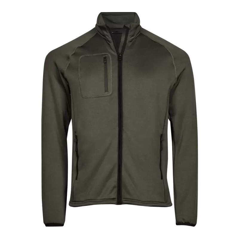 Veste polaire stretch ajustée en polyester, col montant, poches zippées, 235 g/m²