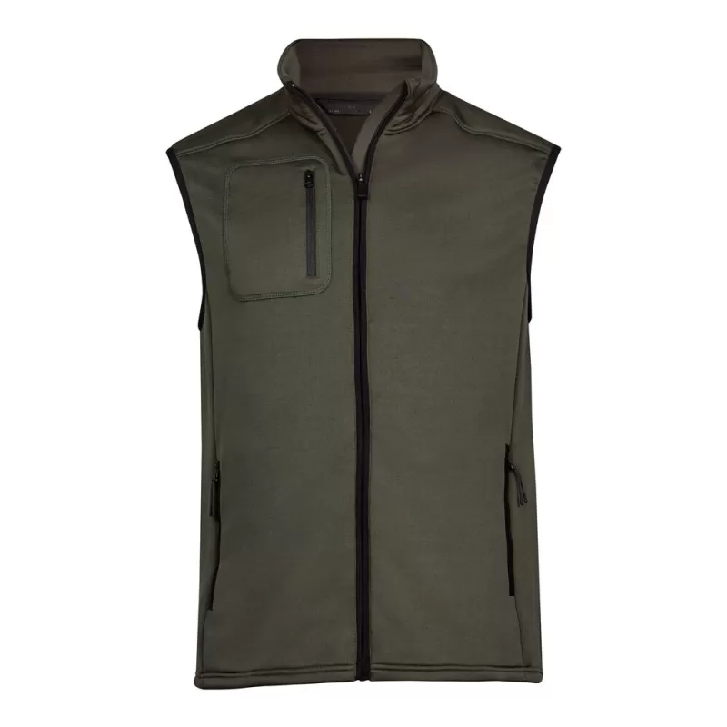 Bodywarmer en polaire ajusté, col montant, poches zippées, 235 g/m²
