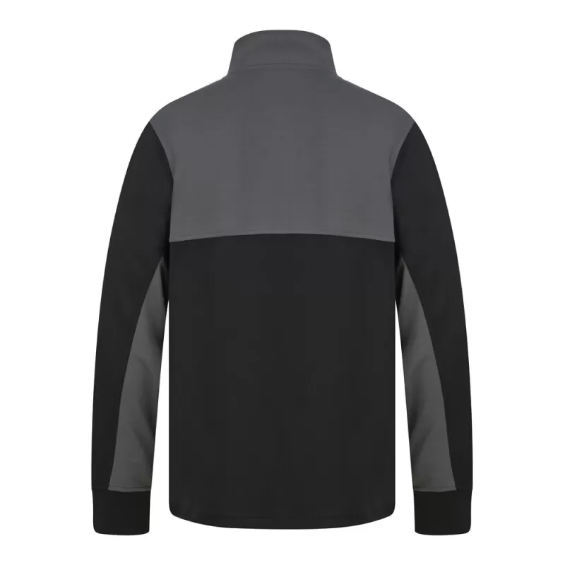Sweat de sport col zippé en polyester, manches contrastées, 250 g/m²