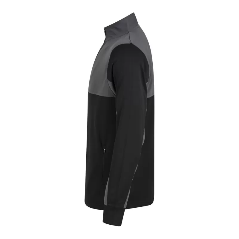 Sweat de sport col zippé en polyester, manches contrastées, 250 g/m²