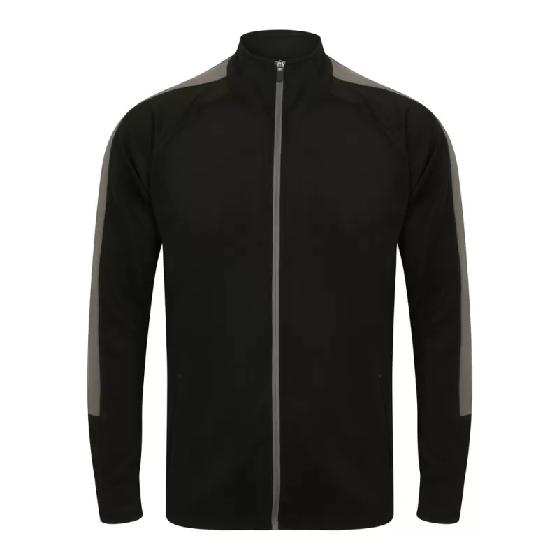 Veste de sport grand zip contrasté en polyester, poches zippées, 250 g/m²