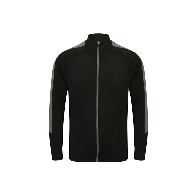 Veste de sport grand zip contrasté en polyester, poches zippées, 250 g/m²