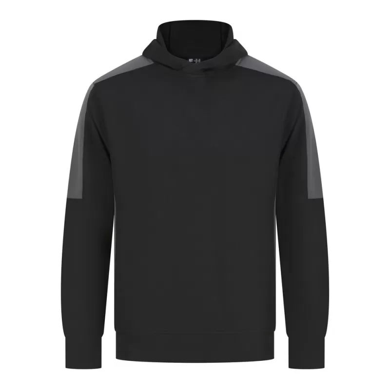 Sweat à capuche bicolore en polyester, intérieur brossé, poches zippées, 250 g/m²