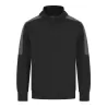 Sweat à capuche bicolore en polyester, intérieur brossé, poches zippées, 250 g/m²
