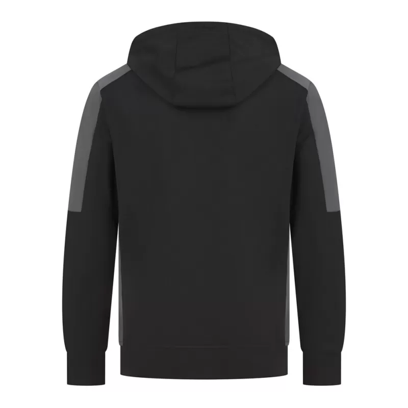 Sweat à capuche bicolore en polyester, intérieur brossé, poches zippées, 250 g/m²