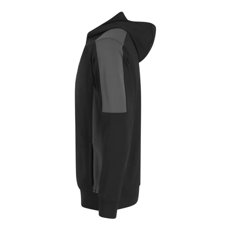 Sweat à capuche bicolore en polyester, intérieur brossé, poches zippées, 250 g/m²