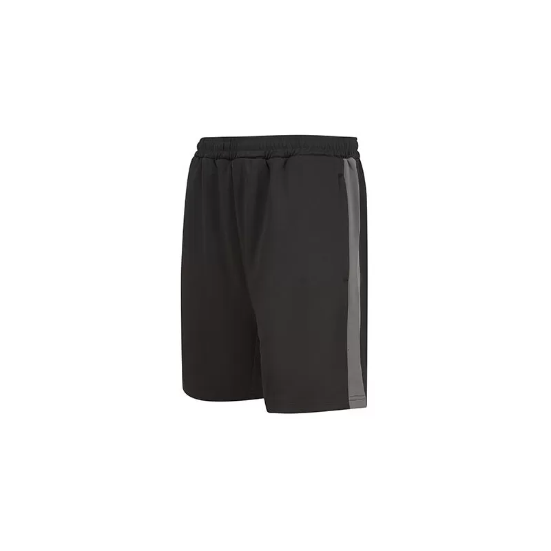 Short de sport bicolore en polyester, poches zippées, taille élastique, 250 g/m²
