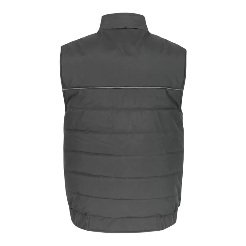 Bodywarmer de travail matelassé multi-poches déperlant, liseré réfléchissant dans le dos