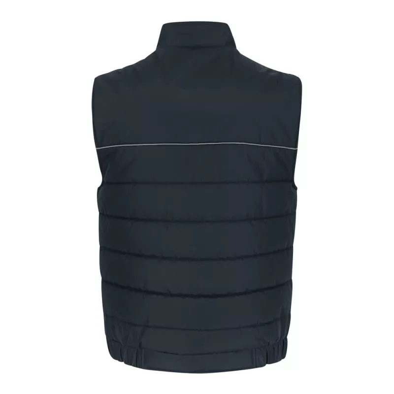 Bodywarmer de travail matelassé multi-poches déperlant, liseré réfléchissant dans le dos