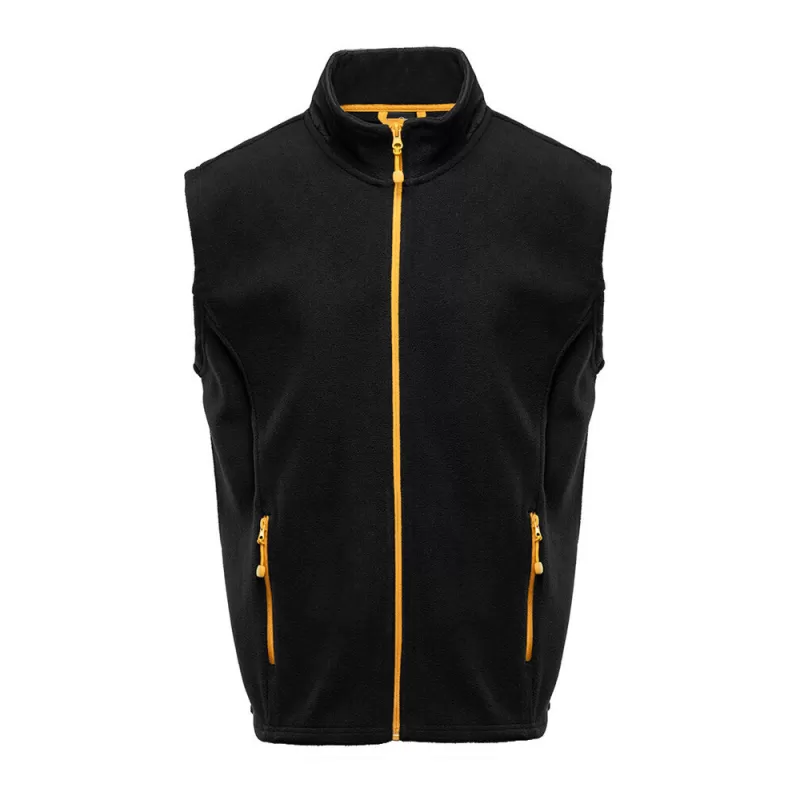 Bodywarmer polaire contrasté, fermeture et poches zippées contrastées, 300 g/m²