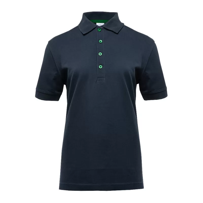 Polo femme avec boutons contrastés en coton piqué lavable à 60°C, 210 g/m²
