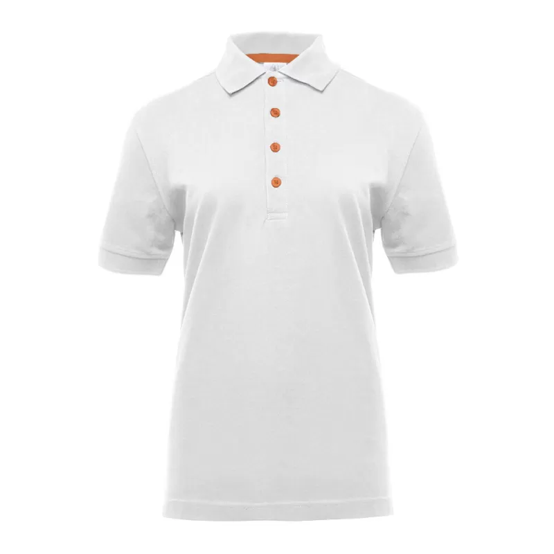 Polo femme avec boutons contrastés en coton piqué lavable à 60°C, 210 g/m²