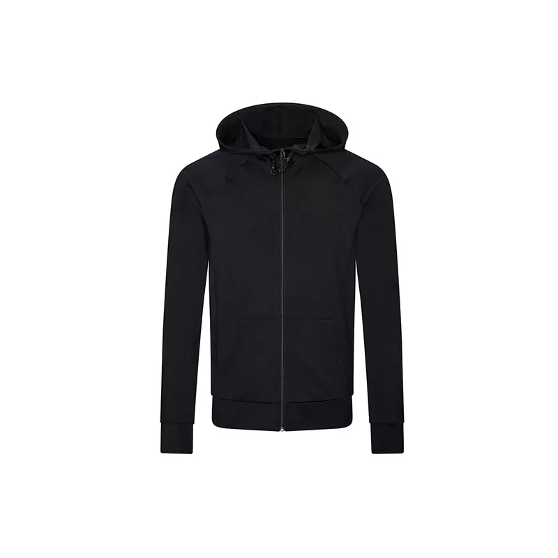 Sweat zippé à capuche, manches raglan et contrastées, séchage rapide, 240 g/m²