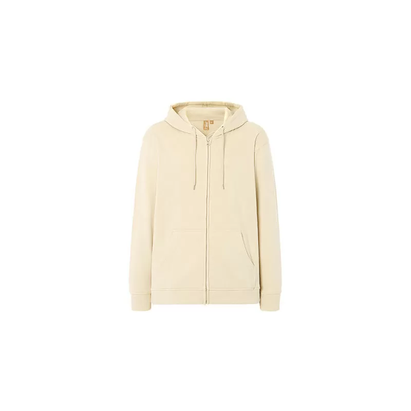 Sweat à capuche zippé en coton biologique et polyester recyclé, 275 g/m²
