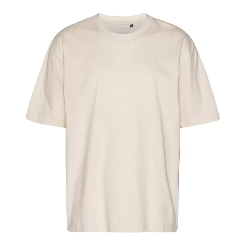 T-shirt oversize coton organique, coupe ample, col rond, manches droites, 220 g/m²
