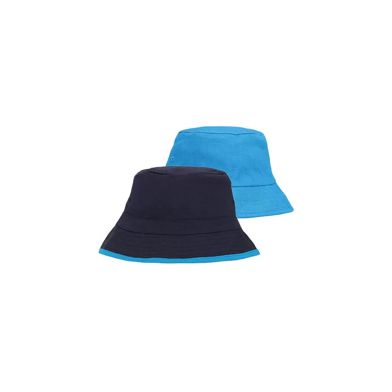 Bob réversible bicolore en coton organique, oeillets surpiqués, 210 g/m²