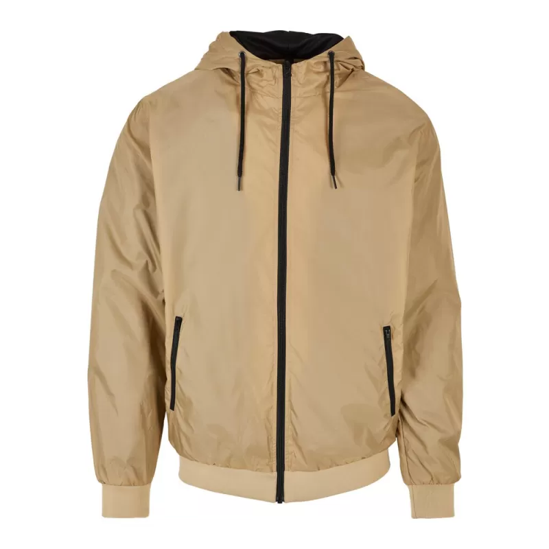 Veste à capuche coupe-vent, zip contrasté, respirante et imperméable
