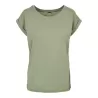 Tee-shirt femme coton léger coupe longue, manches courtes, 140 g/m²