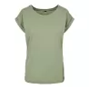 Tee-shirt femme coton léger coupe longue, manches courtes, 140 g/m²